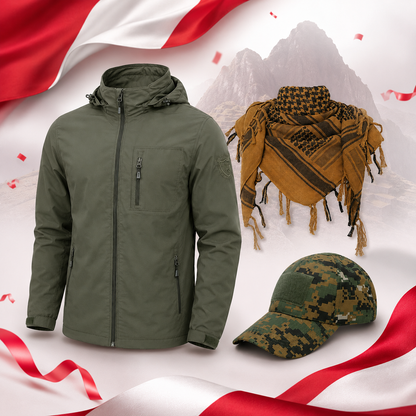 Combo Patriota Táctico | Casaca Cortaviento + Shemagh + Gorro Táctico (Regalo)