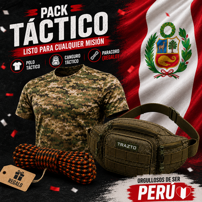 Combo Patriota Táctico | Polo Táctico + Canguro Táctico + Paracord (Regalo)