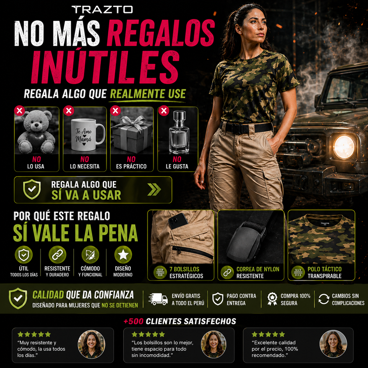 Trazto | Polo Táctico + Correa Nylon + Pantalón Táctico IX7 - PROMOCIÓN EXCLUSIVA DÍA DE LA MADRE