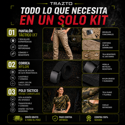 Trazto | Polo Táctico + Correa Nylon + Pantalón Táctico IX7 - PROMOCIÓN EXCLUSIVA DÍA DE LA MADRE