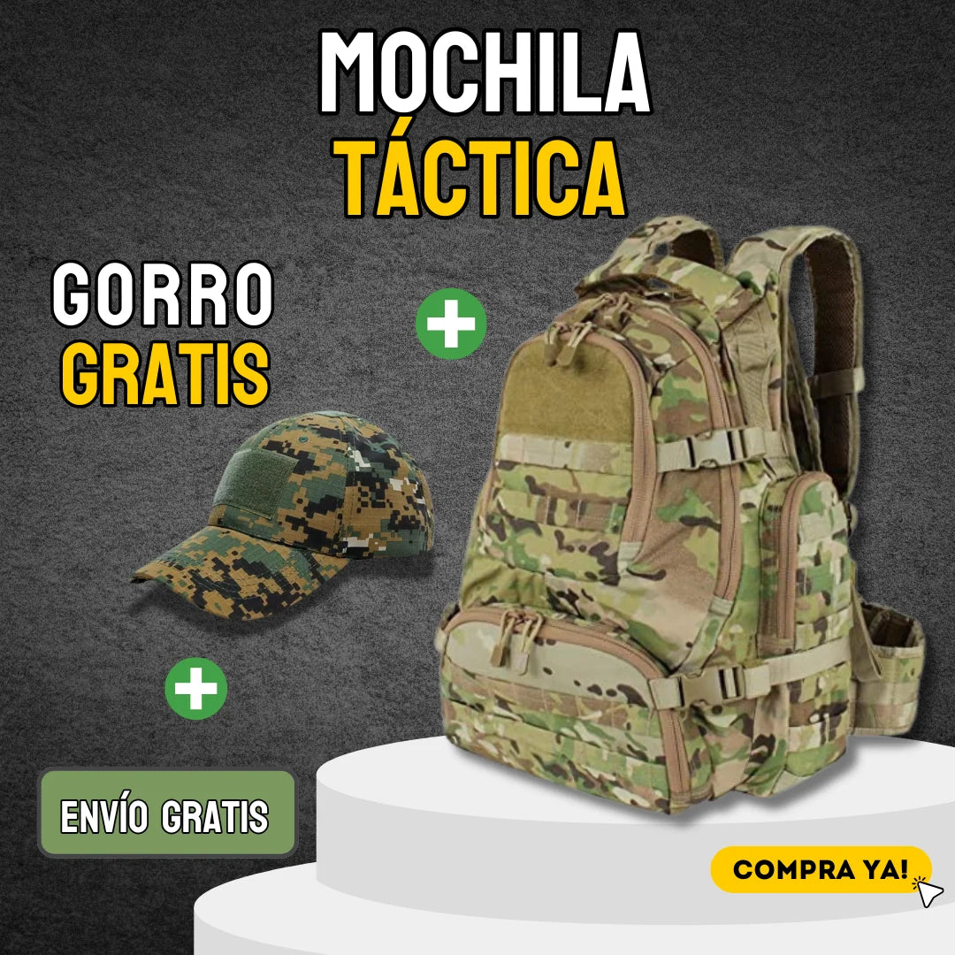 Mochila Táctica 40L+Gorro Táctico Gratis