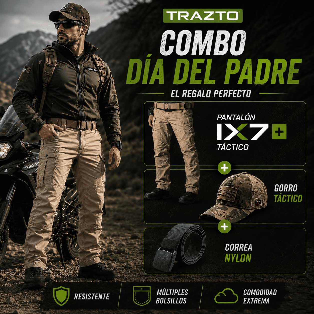 Combo Táctico Día del Padre | Pantalón IX7 + Gorro Táctico + Correa Táctica